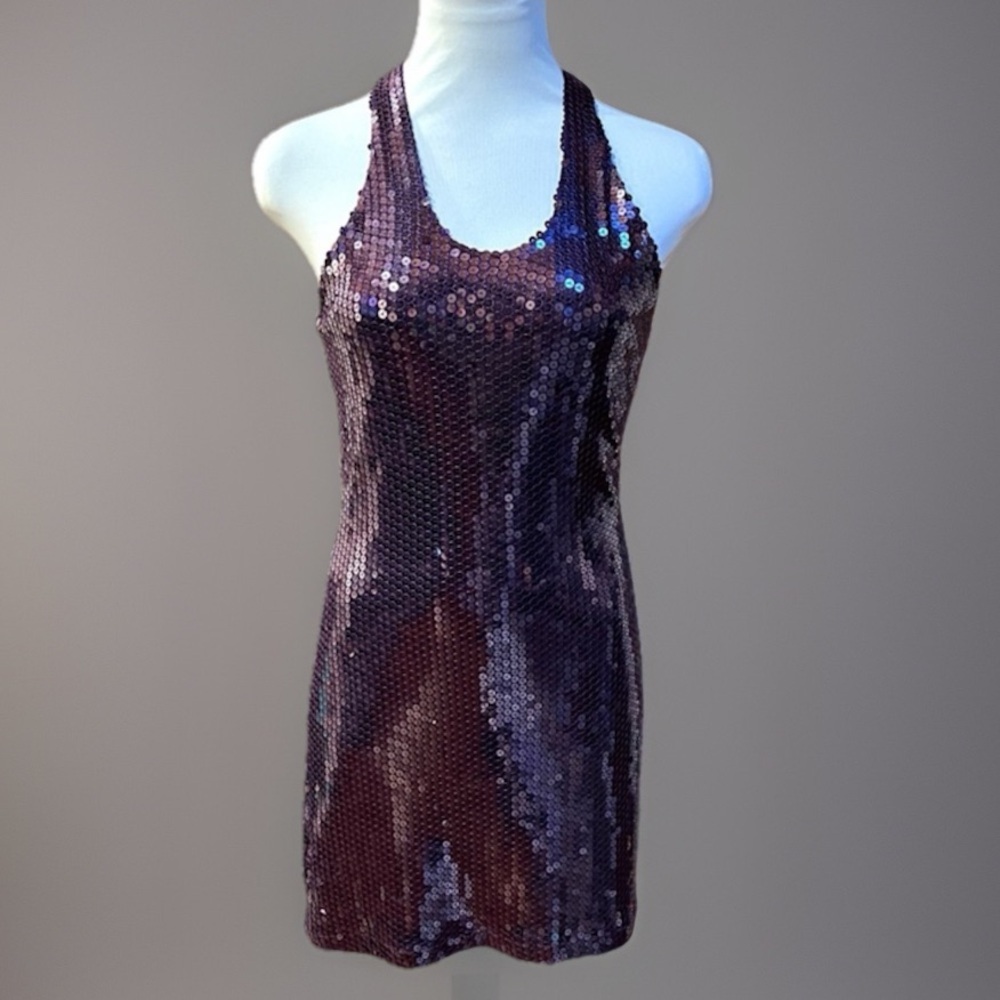 Sparkling Purple Sequin Tank Racerback fitted Dress S